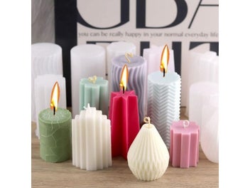 Listing 6 of 9 for Striped Cylindrical Silicone Candle Mold DIY Handmade Scented Candle Soap Craft