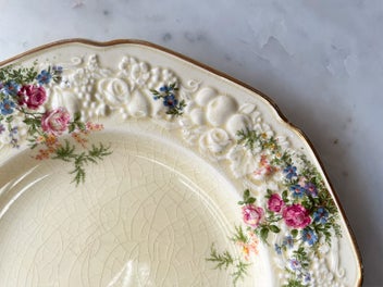 Listing 5 of 9 for Vintage Crown Ducal “Florentine” Dinner Plate – Embossed Floral Rim (26.5cm)