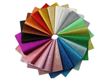 Listing 3 of 8 for Shimmer Fine Glitter Faux Leather Sheets Solid Color Synthetic Leather Fabric