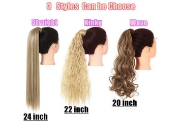Listing 3 of 8 for Synthetic Clip In Ponytail Hair Extension Wig Straight Kinky Curly Long Wrap