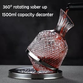 Listing 5 of 9 for High Grade Crystal Glass 360 Rotating Decanter Tumbler 1500ml Decanter Wine