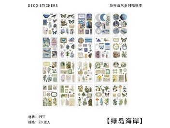 Listing 1 of 10 for 20 Sheets Vintage PET Sticker Book Diy Diary Decoration Plant Flower Butterfly