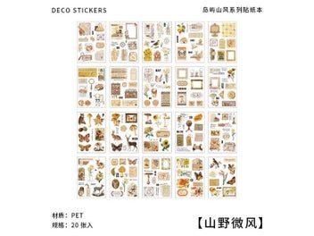 Listing 1 of 10 for 20 Sheets Vintage PET Sticker Book Diy Diary Decoration Plant Flower Butterfly