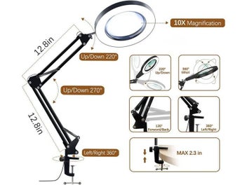 Listing 5 of 8 for 10X Magnifying Glass With Light Lighted Magnifying Glass Magnifying Lamp 3