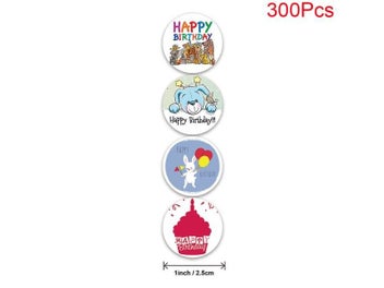 Listing 1 of 10 for 100-500pcs Cute Happy Birthday Stickers Birthday Gift Decoration Tag Sealing
