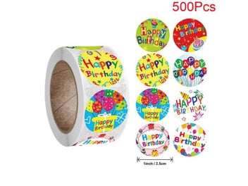 Listing 1 of 10 for 100-500pcs Cute Happy Birthday Stickers Birthday Gift Decoration Tag Sealing