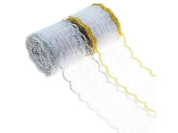 Listing 8 of 15 for 10Meters/Roll 4.5cm Embroidery Gold Silver Lace Ribbon DIY Apparel Sewing