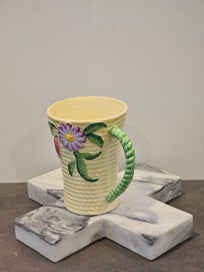 Listing 3 of 7 for Circa. 1938 Carlton Ware Pale Yellow 'Flowers and Basket' Cocoa Mug.