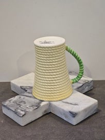 Listing 6 of 7 for Circa. 1938 Carlton Ware Pale Yellow 'Flowers and Basket' Cocoa Mug.