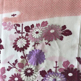 Listing 17 of 20 for Vintage Embroidered Silk Floral Japanese Fabric Piece Old Kimono Panel