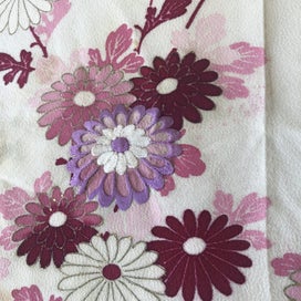 Listing 16 of 20 for Vintage Embroidered Silk Floral Japanese Fabric Piece Old Kimono Panel