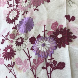 Listing 7 of 20 for Vintage Embroidered Silk Floral Japanese Fabric Piece Old Kimono Panel