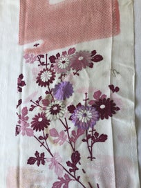 Listing 8 of 20 for Vintage Embroidered Silk Floral Japanese Fabric Piece Old Kimono Panel