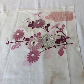 Listing 11 of 20 for Vintage Embroidered Silk Floral Japanese Fabric Piece Old Kimono Panel