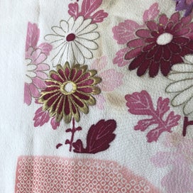 Listing 15 of 20 for Vintage Embroidered Silk Floral Japanese Fabric Piece Old Kimono Panel