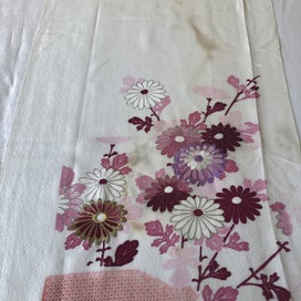 Listing 13 of 20 for Vintage Embroidered Silk Floral Japanese Fabric Piece Old Kimono Panel