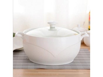 Listing 14 of 16 for Ceramic Soup Pot White Round Nordic Phnom Penh 2.6L Large Bowl With Lid Cooking