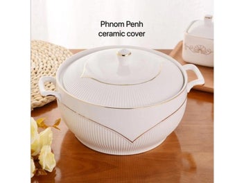 Listing 1 of 16 for Ceramic Soup Pot White Round Nordic Phnom Penh 2.6L Large Bowl With Lid Cooking