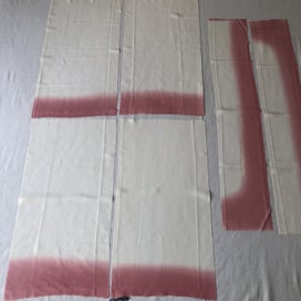 Listing 5 of 11 for Vintage Japanese Ombre Silk Kimono Lining Fabric Pieces Cream Pink