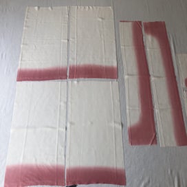 Listing 8 of 11 for Vintage Japanese Ombre Silk Kimono Lining Fabric Pieces Cream Pink