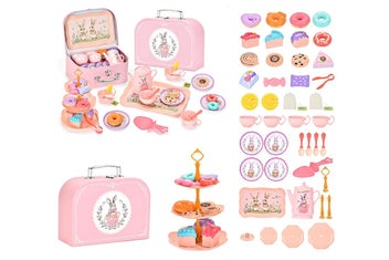 Listing 6 of 9 for Pretend Play Tea Party Set Dessert and Carrying Case for Kids Role Play -Bunny