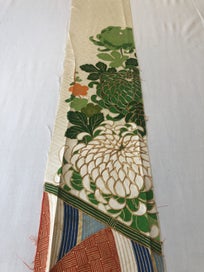 Listing 5 of 15 for Vintage Japanese Silk Fabric Piece Kimono Panel Embroidered Floral Design