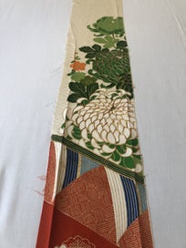 Listing 9 of 15 for Vintage Japanese Silk Fabric Piece Kimono Panel Embroidered Floral Design