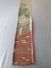 Listing 8 of 15 for Vintage Japanese Silk Fabric Piece Kimono Panel Embroidered Floral Design