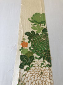 Listing 10 of 15 for Vintage Japanese Silk Fabric Piece Kimono Panel Embroidered Floral Design