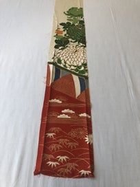 Listing 12 of 15 for Vintage Japanese Silk Fabric Piece Kimono Panel Embroidered Floral Design