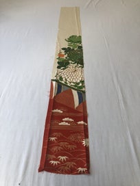 Listing 15 of 15 for Vintage Japanese Silk Fabric Piece Kimono Panel Embroidered Floral Design