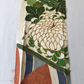Listing 13 of 15 for Vintage Japanese Silk Fabric Piece Kimono Panel Embroidered Floral Design