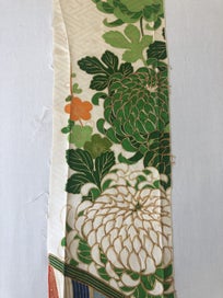 Listing 14 of 15 for Vintage Japanese Silk Fabric Piece Kimono Panel Embroidered Floral Design