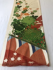 Listing 5 of 17 for Vintage Japanese Decorative Embroidered Floral Fabric Piece Kimono Panel