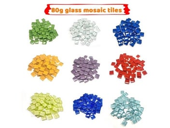 Listing 10 of 16 for 90pcs (Approx. 80g/2.82oz) 1cm Square Glass Mosaic Tiles DIY Mosaic Craft