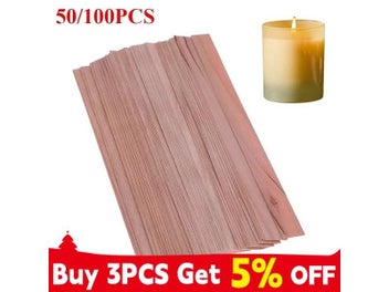 Listing 8 of 10 for 50/100PCS Wooden Candle Wicks Candle Making Wicks Naturally Smokeless Wood Core