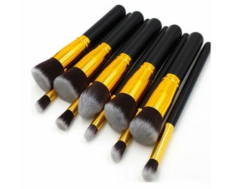 Listing 2 of 7 for 10Pcs Black Makeup Brushes Set Powder Face Blush Foundation Contour Eye Lip M