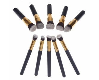 Listing 3 of 7 for 10Pcs Black Makeup Brushes Set Powder Face Blush Foundation Contour Eye Lip M