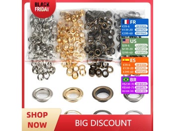 Listing 9 of 12 for 3-10mm 100Sets Metal Eyelet Grommet Round Rings For DIY Leather Craft Bags