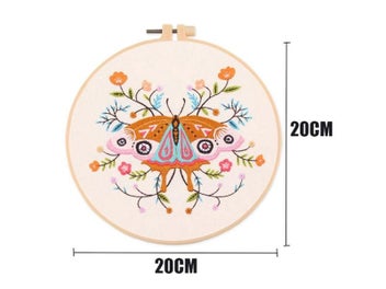 Listing 9 of 12 for Embroidery Kit Butterfly Printed Pattern Flower Cross Stitch Set Handmade