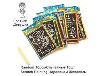 Listing 1 of 10 for 20Pcs/10Pcs Magic Scratch Art Doodle Pad Sand Painting Cards Early Educational