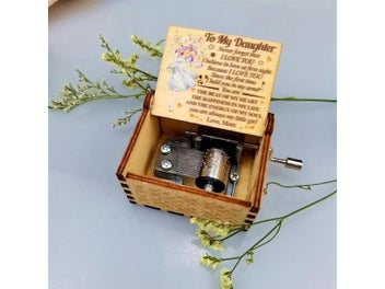 Listing 10 of 16 for Music Box Color Printing Wooden Hand Crank For Birthday Valentine's Christmas