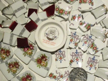 Listing 2 of 2 for MOSAICS~Royal Wessex "Garlands & Roses!"~ Hand Cut Porcelain & Tile Mix
