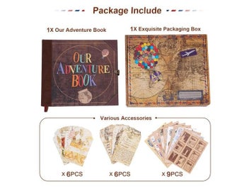 Listing 10 of 15 for 146 Page DIY Handmade Photo Album Scrapbook Our Adventure Book Retro Kraft