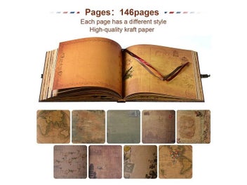 Listing 11 of 15 for 146 Page DIY Handmade Photo Album Scrapbook Our Adventure Book Retro Kraft
