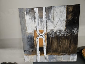 Listing 6 of 10 for Trendy frameless oil original 600x600 - with 3D effects -Ready to hang -3 avail