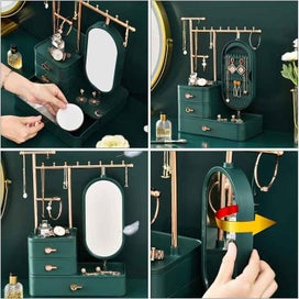 Listing 5 of 5 for Veile Studios Elegant White Jewelry Organizer With Mirror Multi Layer Storage &