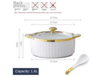 Listing 1 of 10 for Light Luxury Ceramic Soup Pot With Spoon Lid Anti-Scalding Kitchen Supplies