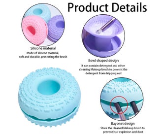 Listing 3 of 5 for 3 in 1 Makeup Brush Cleaning Mat with Brush Drying Holder, Silicone Makeup Br