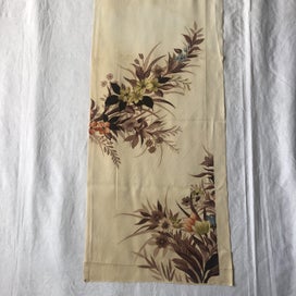 Listing 6 of 18 for Vintage Japanese Silk Decorative Floral Fabric Piece Kimono Panel